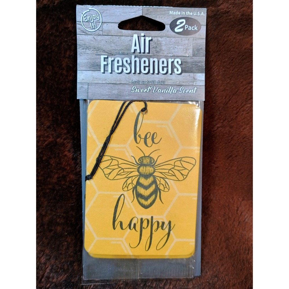 2 Pack Enjoy It‎ Air Fresheners Sweet Vanilla Scent Bumble Bee Happy Word Art